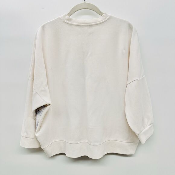 Ted Baker Womens Saina Sweatshirt 2 Cropped White Blue Toile Embroidered Artsy - Picture 4 of 13